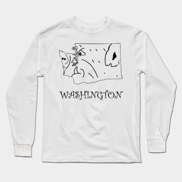 A funny map of Washington State Long Sleeve T-Shirt by percivalrussell